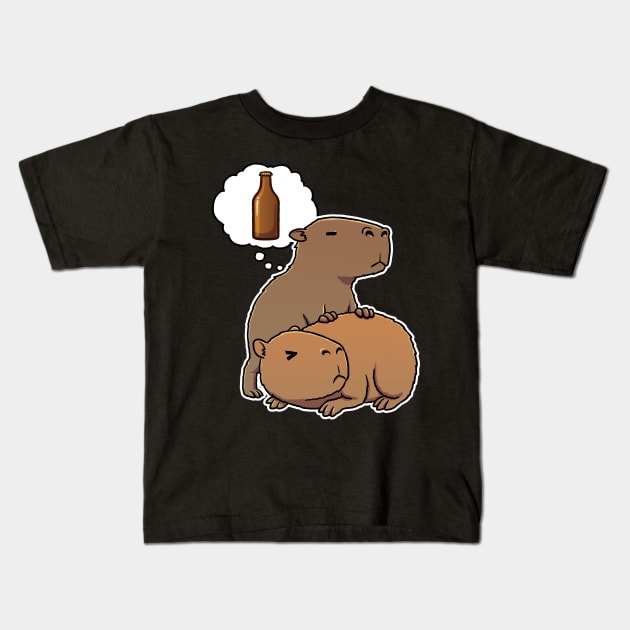 Capybara thirsty for a beer Kids T-Shirt by capydays